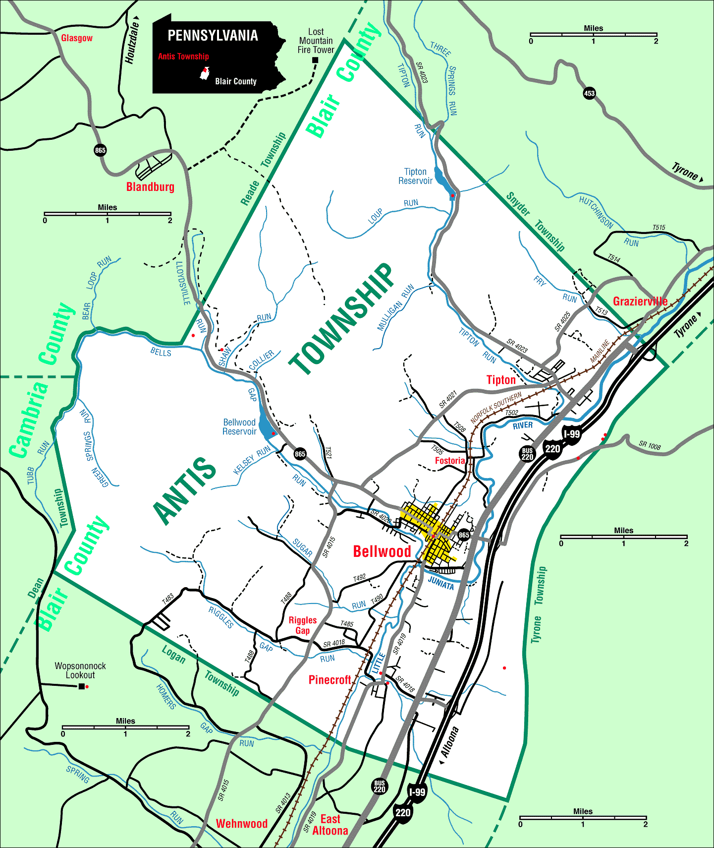 Detailed Antis Township Map