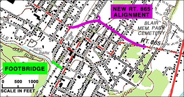 New Route 865 alignment & footbridge